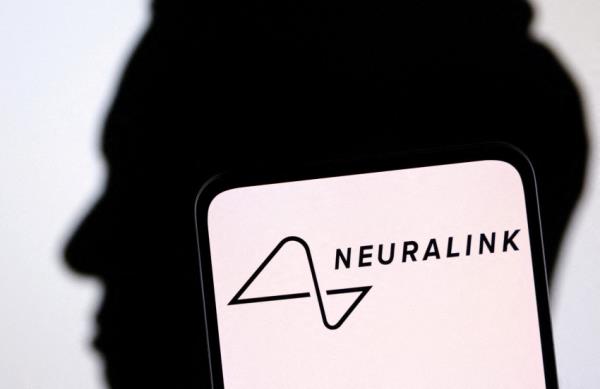Illustration shows Neural<em></em>ink logo and Elon Musk silhouette