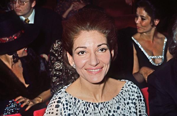 Maria Callas, attends the premiere of the show by the American comedian, Jerry Lewis, at the Olympia theater in Paris, in April 1971.