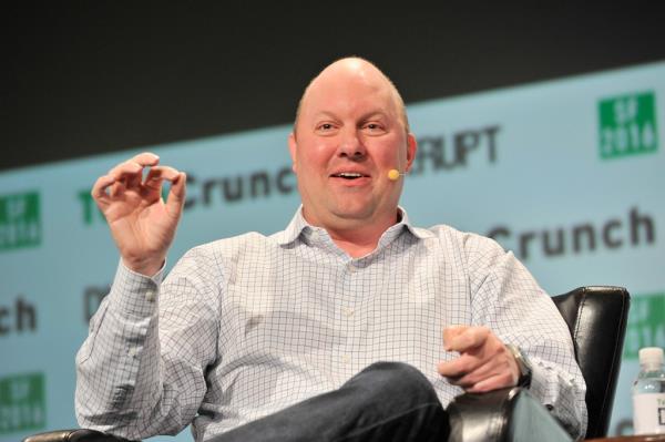 Entrepreneur Marc Andreessen speaking o<em></em>nstage at TechCrunch Disrupt SF 2016 in San Francisco, California