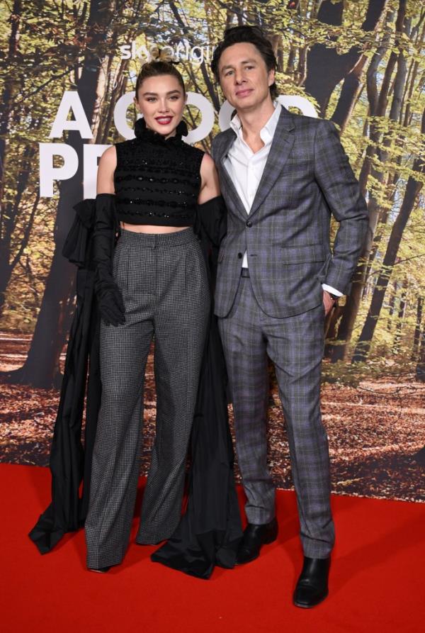 Florence Pugh, Zach Braff at the "A Good Person" premiere on March 8, 2023