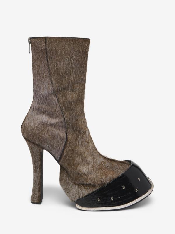 Alexander McQueen's hoof boot in brown. 