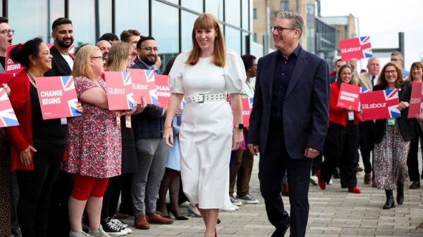 British Prime Minister Keir Starmer and Deputy Prime Minister Angela Rayner walk outside the venue of Britain's Labour Party's annual co<em></em>nference in Liverpool, Britain, September 21, 2024. REUTERS/Phil Noble
