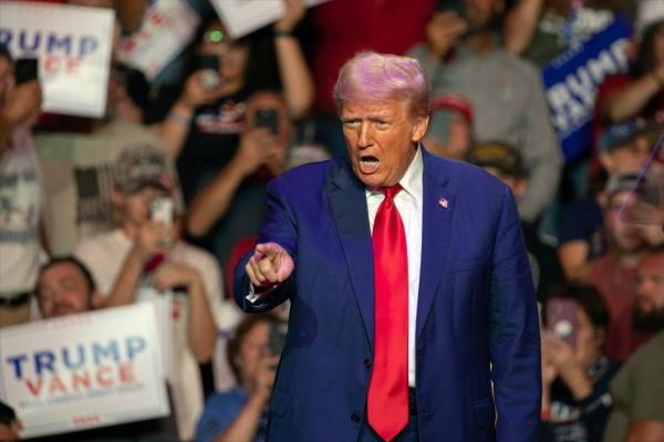 Republican presidential nominee former President Do<em></em>nald Trump arrives for a campaign rally at Ed Fry Arena in Indiana, Pa., Monday, Sept. 23, 2024. 