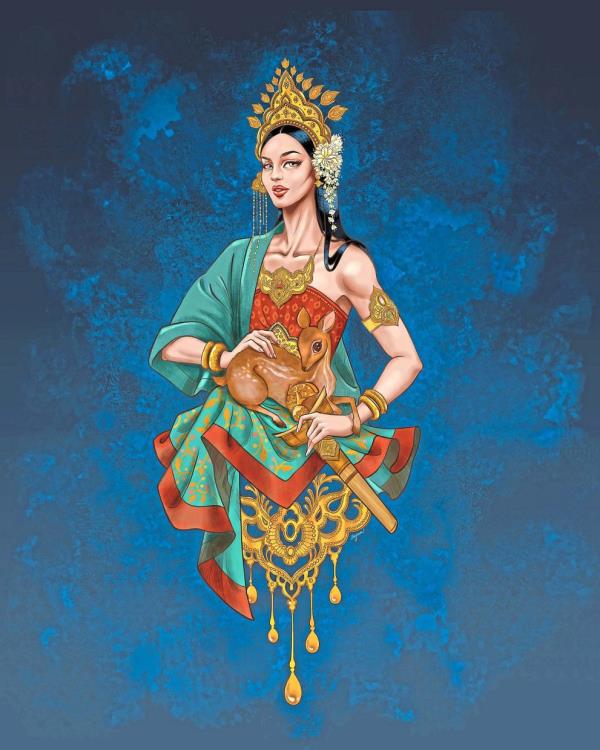 A close-up look at Soefara’s illustration of Cik Siti Wan Kembang, which has led the artist to explore traditio<em></em>nal tales and female heroes in Malaysia. Photo: Soefara Jafney 