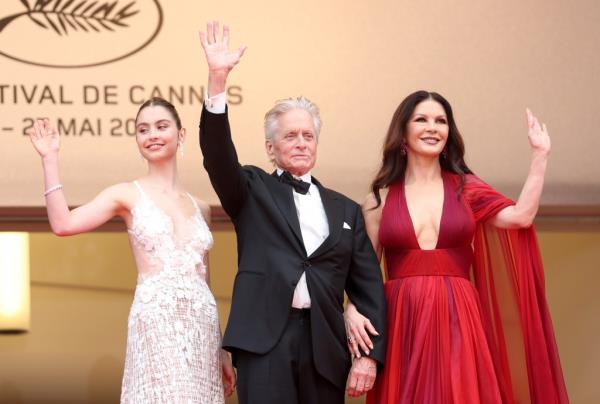Carys Zeta Douglas, Michael Douglas and Catherine Zeta-Jo<em></em>nes at the 2023 Cannes Film Festival