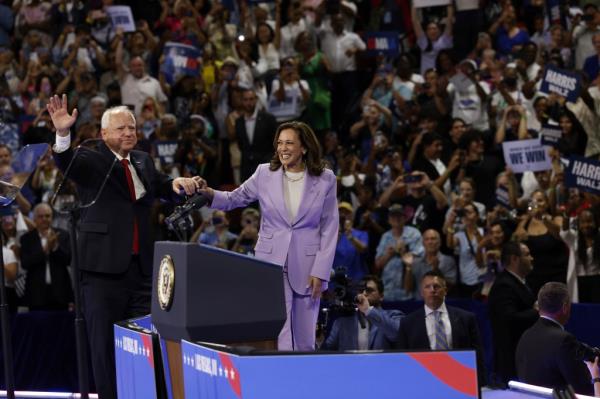 Vice President Kamala Harris and Governor Tim Waltz host a campaign rally at University of Las Vegas Thomas and Mack Center in Las Vegas, on Saturday, August 10, 2024.