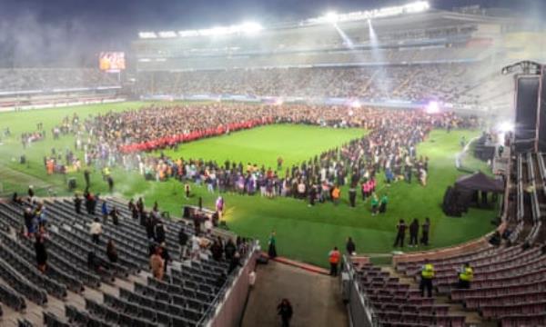 Participants gather at Eden Park for the world record attempt.