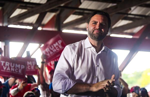 Republican vice presidential nominee, Senator J.D. Vance, speaking to a crowd at a rally in Leesport, Pennsylvania on September 21, 2024.