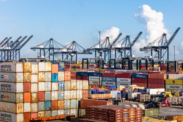 shipping co<em></em>ntainers are seen at the Port of Houston Authorit