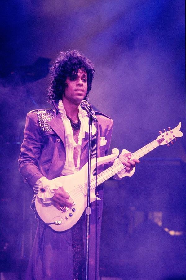 Prince performs live on stage at Rosemont Horizon in Chicago on December 10 1984 during his Purple Rain tour