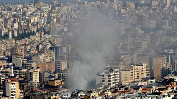 Smoke rises a neighbourhood that was hit by an Israeli airstrike in Dahieh, Beirut.
Pic: AP