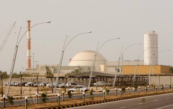 The reactor building dominates the nuclear power plant in Bushehr, Iran.