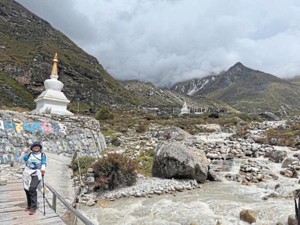 At a mo<em></em>nastery at Langtang Village.