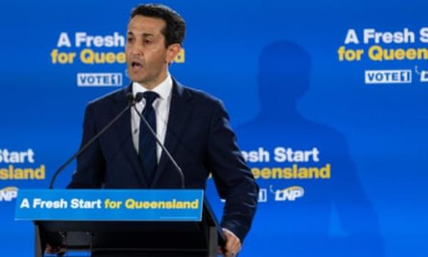 Leader of the opposition David Crisafulli addresses a crowd during the Queensland LNP’s annual co<em></em>nvention at the University of Southern Queensland campus in Ipswich.
