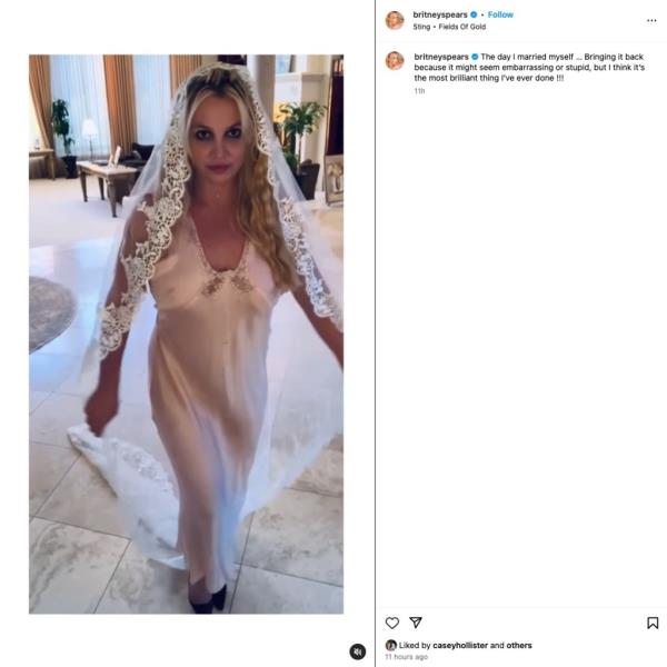Britney Spears claims she got married to herself