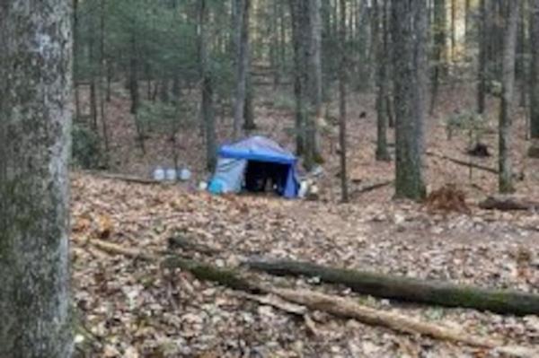 Labrecque's hideout deep in the woods at an isolated campsite in Woodstock, Connecticut.
