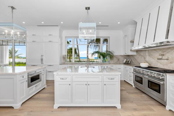 Luxurious $88M Palm Beach home's chef's kitchen with a view.