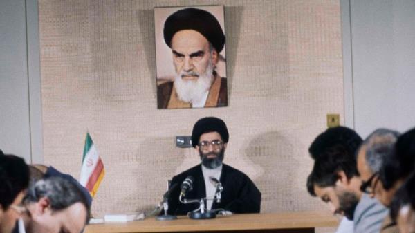 President of Iran, Hojatoleslam Seyad-Ali Khamenei at a press interview in Iran, Nov. 8, 1982. (AP Photo)