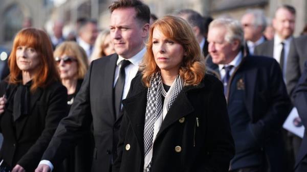Ash Regan leaving after the funeral service for former first minister of Scotland Alex Salmond.
Pic: AP