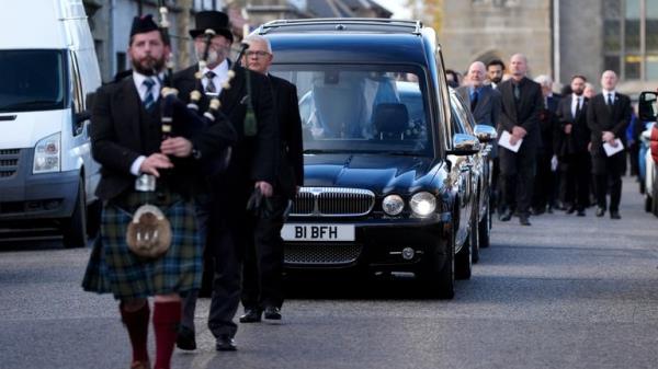 The funeral cortege leaves the funeral service for former first minister of Scotland Alex Salmond, at Strichen Parish Church in Strichen, Fraserburgh. The former Alba Party and SNP leader died of a heart attack while attending a co<em></em>nference in North Macedo<em></em>nia earlier this month. Picture date: Tuesday October 29, 2024.