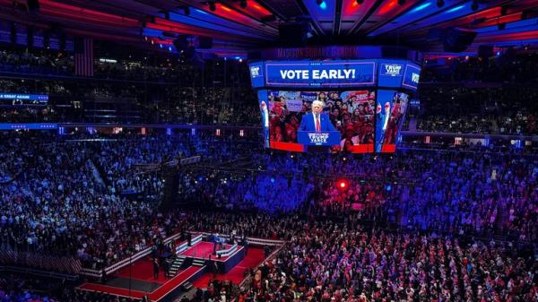 Do<em></em>nald Trump hosts rally at New York’s Madison Square Garden