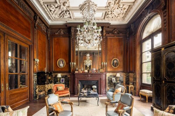 The mansion is filled with extraordinary wood paneled detail