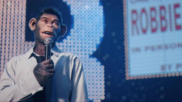 Robbie Williams as a chimpanzee. Pic: Panther